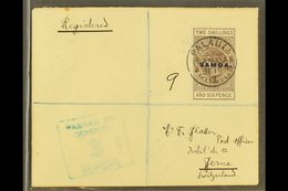 1919  (31 Jan) Registered Env To Switzerland Bearing The 1917 2s6d Grey- Brown 'tall' Stamp (SG 123) Tied By Superb Germ - Samoa