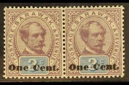 1889  1c On 3c Purple And Blue, SG 22, Superb Mint Pair, Right Hand Stamp Showing Partial Doubling Of Surcharge. For Mor - Sarawak (...-1963)