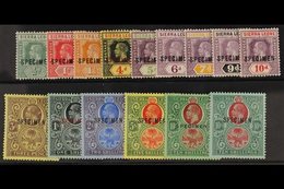 1912 - 21  Geo V  Values To 10s, 2, (blue Green And Yellow Green), Overprinted "Specimen", Very Fine Mint. (15 Stamps) F - Sierra Leone (...-1960)