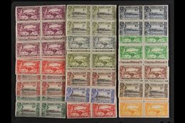 1938-44  Definitives Complete Set, SG 188/200, In Delightful Mint BLOCKS OF FOUR. The 1½d Carmine Block With Two Stamps  - Sierra Leona (...-1960)