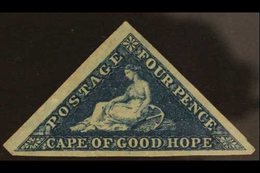 CAPE OF GOOD HOPE  1855 4d Deep Blue, SG 6a, Fine Unused, No Gum, Great Colour, Three Large To Huge Margins, Cat.£1100.  - Unclassified