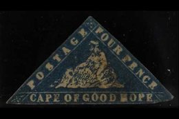 CAPE OF GOOD HOPE  1861 4d Deep Bright Blue "Wood-block" Issue, SG 14d, Used, Margins Cut On Frame Lines, Thinned & Slig - Sin Clasificación