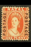 NATAL  1870-73 1d Bright Red With "POSTAGE" Overprinted Vertically, SG 60, Very Fine Mint, Lovely Fresh Colour. For More - Unclassified
