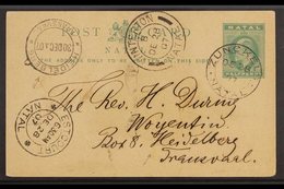 NATAL  FOUR C.D.S. POSTMARKS - 1907 KEVII ½d Postal Stationery Postcard Addressed To Transvaal, Posted Zunckel And Then  - Ohne Zuordnung