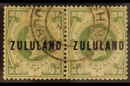 ZULULAND  1888 1s Dull Green, SG 10. Used Horizontal Pair With Central Part Enshove Cds Cancel. For More Images, Please  - Ohne Zuordnung
