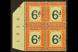 POSTAGE DUES  1932-42 6d Green & Brown-ochre, SHEET NUMBER Block Of 4, SG D29a, Never Hinged Mint. For More Images, Plea - Sin Clasificación