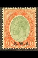 1927-30  £1 Pale Olive Green & Red "SWA" Opt'd, SG 57, Fine, Very Lightly Hinged Mint For More Images, Please Visit Http - Africa Del Sud-Ovest (1923-1990)