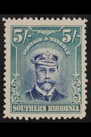 1924  5s Blue And Blue-green Admiral, SG 14, Fine Mint. For More Images, Please Visit Http://www.sandafayre.com/itemdeta - Südrhodesien (...-1964)