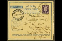 1942  Incoming Censored Air Mail Letter Card From Allied Forces In Egypt, Originally Addressed To Cape Town And Redirect - Swasiland (...-1967)