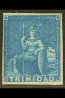 1851  (1d) Deep Blue On Blued Paper Britannia, SG 4, Mint Lightly Hinged With 4 Margins & Lovely Fresh Appearance. For M - Trinidad En Tobago (...-1961)