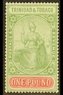 1921-22  £1 Green And Carmine, Wmk Mult Script CA, SG 215, Mint Lightly Hinged Mint. For More Images, Please Visit Http: - Trinidad En Tobago (...-1961)