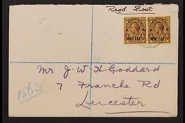 1917  (20 Sept) Pair Of Matching Envs Registered To England Bearing "War Tax" 3d Purple / Yell-buffs Pair (SG 141) And 1 - Turcas Y Caicos