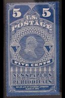 NEWSPAPER STAMP  5c Dark Blue, Coloured Border, Scott PR1, Unused Without Gum As Issued, Expertised By "Champion" & One  - Sonstige & Ohne Zuordnung