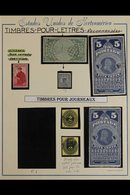NEWSPAPER STAMPS  1865-97 Wide Range Of Different Types Incl. 1865-75 Large Stamps, Incl. Two 10c Blue-green, 25c Orange - Other & Unclassified