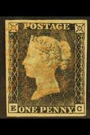 1840  1d Grey- Black 'EC' Plate 1a, SG 3, Used With 4 Margins & Bright Orange-red MC Cancellation. For More Images, Plea - Sin Clasificación