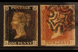 1840 MATCHED PAIR  1d Black Plate 8 "LC" And 1841 1d Red, Each Four Margins With Neat Maltese Crosses. (2 Stamps) For Mo - Zonder Classificatie