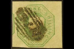 1847-54  1s Pale Green Embossed, SG 54, Good Used With Four Good To Huge Margins, Portions Of Adjoining Stamps On Two Si - Otros & Sin Clasificación