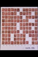 1864-79 PENNY RED PARTIAL PLATE RECONSTRUCTION  PLATE 166 - A Fairly Complete Used Reconstruction With 205 Of The 240 Ch - Other & Unclassified