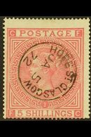 1867-83  5s Rose, Plate 1, SG 126, Very Fine Used With "HOPE ST. GLASGOW" Centrally Struck, Dated C.d.s. Cancellation, C - Altri & Non Classificati