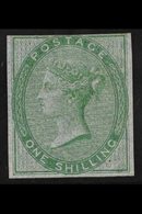 IMPRIMATUR  1856 1s Green Imprimatur On Blue Glazed Paper, Wmk Emblems, Spec J100, As SG 72, Mint With Large Margins On  - Autres & Non Classés