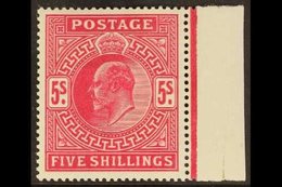 1902  5s Bright Carmine, DLR Printing, Ed VII, SG 263, Superb Marginal Mint, Very Lightly Hinged. For More Images, Pleas - Unclassified