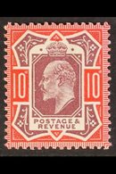 1911  10d Dull Purple And Scarlet, Somerset House Printing, Ed VII, SG M44(2), Very Fine NHM  .   For More Images, Pleas - Non Classés