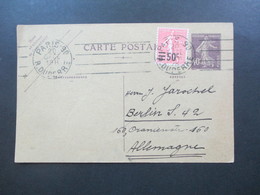 Frankreich 1928 Ganzsache Mit Zusatzfrankatur Nr. 203 Paris 90 R.Duperre Nach Berlin. Jean Richard Rue Des Martyrs - Cartas & Documentos