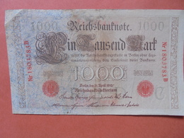 Reichsbanknote 1000 MARK 1910 CACHET ROUGE ALPHABET "C" (B.4) - 1000 Mark