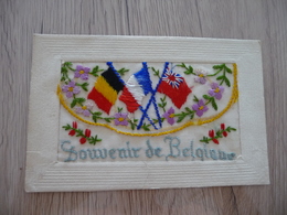 CPA Militaire Militaria Patriotique Brodée Souvenir De Belgique Drapeaux - Patriotic