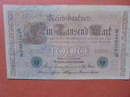 Reichsbanknote 1000 MARK 1910 CACHET VERT ALPHABET "E" (B.4) - 1000 Mark