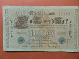 Reichsbanknote 1000 MARK 1910 CACHET VERT ALPHABET "F" (B.4) - 1.000 Mark