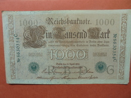 Reichsbanknote 1000 MARK 1910 CACHET VERT ALPHABET "G" (B.4) - 1000 Mark