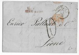 1856 - LETTRE De VICENZA (VENETIE) => LYON Avec MARQUE "VIA STATI SARDI" SARDE - Sardinia