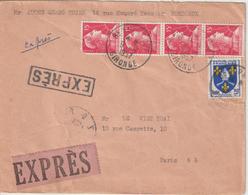 France Lettre Express De Bordeaux Pour Paris 1957 - 1921-1960: Moderne