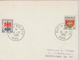 France Cachet Route De Noel RTF 1959 Sur Carte - 1921-1960: Periodo Moderno