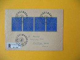 Luxembourg  1963  Enveloppe Recommandé Pour La France Convention Européenne Des Droits De L'Homme  Bande De 4  à Voir - Macchine Per Obliterare (EMA)