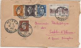 LETTRE AFFRANCHIE N°687-688-692-725-939- OBLITEREE CAD METZ RP 16-5-1953 - 1921-1960: Periodo Moderno