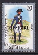 St Lucia 1985 Single 30c Stamp From The Military Uniform Series Overprinted Official. - Ste Lucie (...-1978)