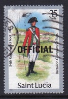 St Lucia 1985 Single 35c Stamp From The Military Uniform Series Overprinted Official. - Ste Lucie (...-1978)