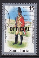 St Lucia 1985 Single 45c Stamp From The Military Uniform Series Overprinted Official. - Ste Lucie (...-1978)