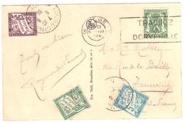 LIEGE TOURCOING Nord Carte Postale Belgique Lion 35 C Taxe Banderole France 1,15 F Taxe Yv T 28 37 38 Ob 1937 LIEGE - 1929-1937 Lion Héraldique
