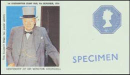 GREAT BRITAIN 1974 Churchill Machine 4½d SPECIMEN IMPERF.sheetlet - Fiktive & Specimen