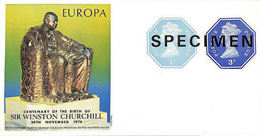 GREAT BRITAIN 1974 Monument EUROPA Churchill Machines ½p+3p SPECIMEN IMPERF:sheetlet - Sir Winston Churchill