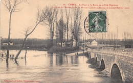 ¤¤  -   CHENY   -  Le Pont Et La Route De La Cité Migennes - La Crue De L'Armençon En 1910   -  ¤¤ - Cheny