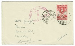 Ref 1307 - WWII 1940 Censored Cover - Gold Coast 1 1/2d Rate To Clevedon UK - Censor 7 - Côte D'Or (...-1957)