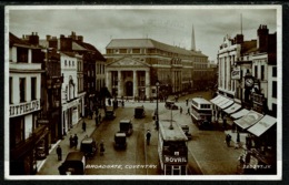 Ref 1308 - Early Real Photo Postcard - Broadgate Coventry Bovril & Rolex Sign - National Provincial Bank - Coventry