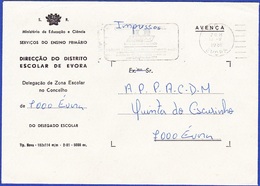 Cover, Ministério Da Educação - AVENÇA / Postmark - Évora, 1981 - Cartas & Documentos