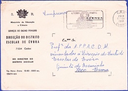 Cover, Ministério Da Educação - AVENÇA / Postmark - Évora, 1981 - Covers & Documents