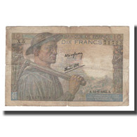 France, 10 Francs, 1942, 1942-06-11, B, Fayette:08.03, KM:99c - 10 F 1941-1949 ''Mineur''