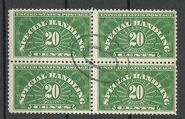 USA 1928 Revenue Tax Special Handling 20 C. Paketmarke Packet Stamp Michel 15 As 4-block O - Parcel Post & Special Handling